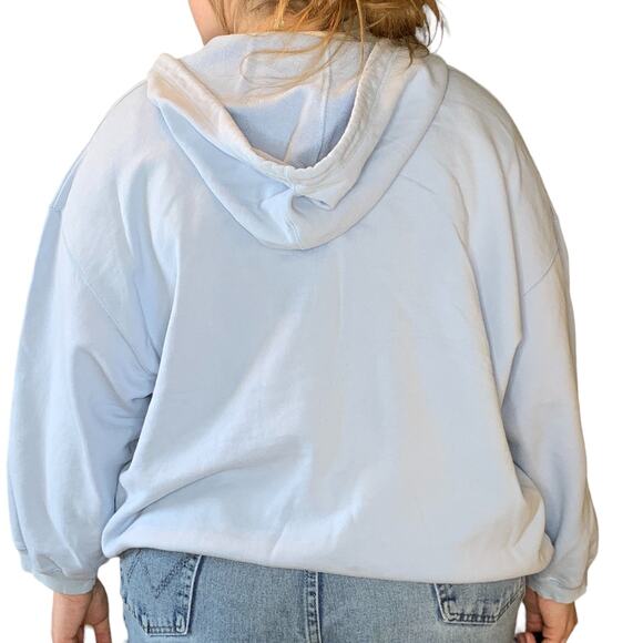 Eddie Bauer Baby Blue Quarter Zip Pullover Hoodie Sweatshirt Size XXL - Picture 5 of 6